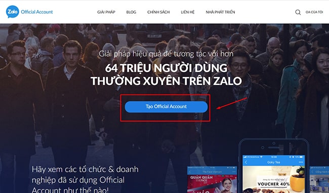 Tạo tài khoản Zalo Official Account